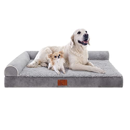 Orthopedic Memory Foam Dog Bed with Bolster for Large Dogs