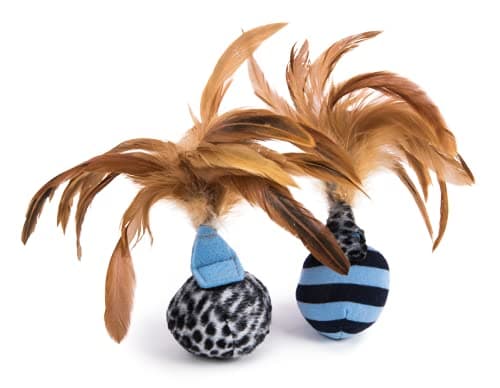 Petlinks Feather Flips Plush Ball Cat Toys with Catnip (2-Pack)