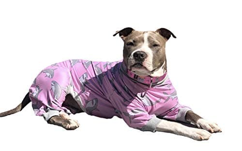 Tooth and Honey Pink Shark Print Pitbull Pajamas - Dog Onesie