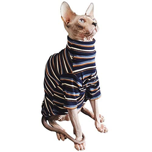 Breathable Stripe T-Shirt for Hairless Cats - Soft Cotton Vest