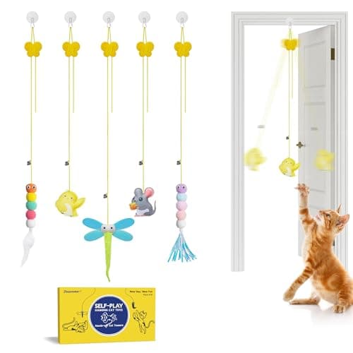 Potaroma Interactive Cat Feather Toy Set - 5 Retractable Wands