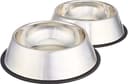 Amazon Basics Stainless Steel Non-Skid Pet Dog Water And Food Bowl, Set of 2 (11 x 3 Inches), Each Holds Up to 3.5 Cups thumbnail