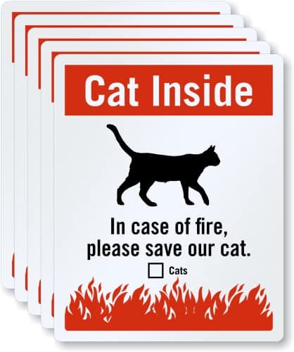 Reflective Cat Rescue Alert Labels - 5 Pack Fire Safety Decals