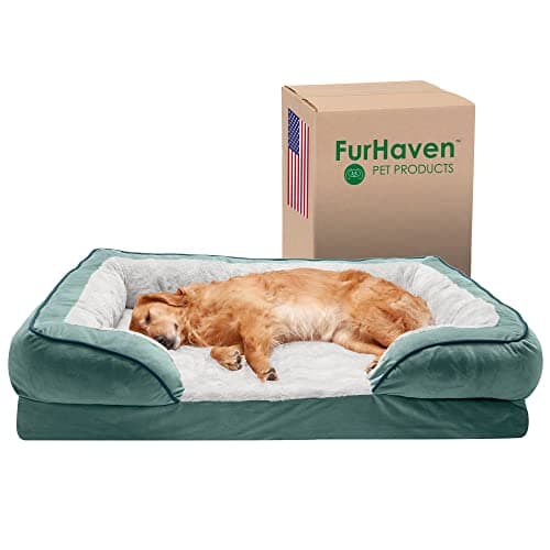 Furhaven Cooling Gel Sofa Dog Bed - Jumbo for Dogs Up to 95 lbs
