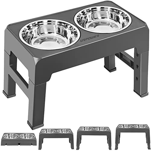 Adjustable Elevated Cat Bowls - 4 Heights, Stainless Steel