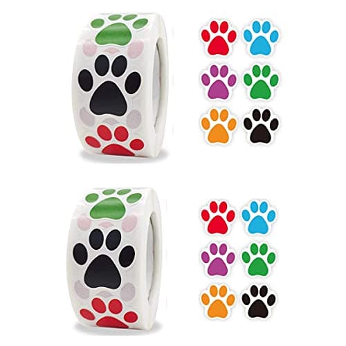Colorful Paw Print Stickers - 1000 Pack for Pet Lovers & Parties