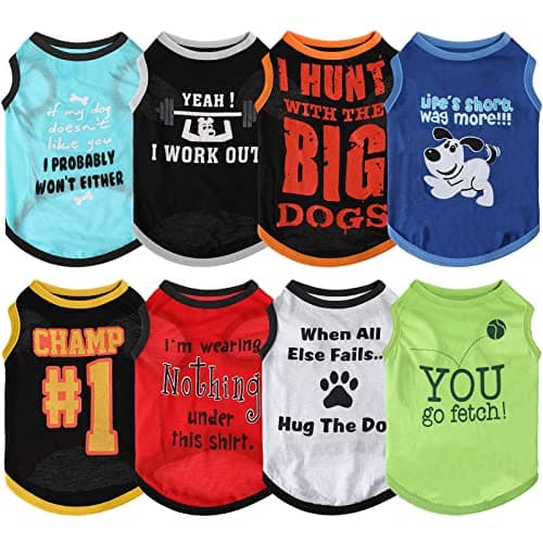 8-Pack Dog Shirts with Funny Sayings - Breathable Summer Tees
