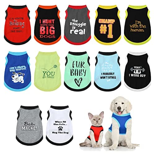 12-Pack Dog T-Shirts with Funny Sayings - Soft & Breathable