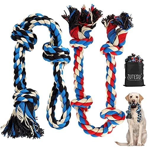 Zutesu Dog Rope Chew Toys - 2 Pack for Aggressive Chewers