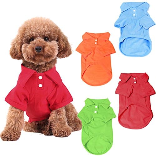 Breathable Cotton Dog T-Shirts - 4-Pack for Small & Medium Dogs