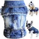 Classic Blue Denim Dog Jacket - Stylish Vest for Small & Medium Dogs thumbnail