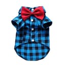 Plaid Cotton Dog Shirt with Bow Tie - Blue & Black Casual Wear thumbnail