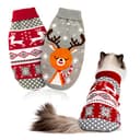 Festive Cat Christmas Sweater 2-Pack - Reindeer & Snowflake thumbnail