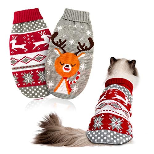 Festive Cat Christmas Sweater 2-Pack - Reindeer & Snowflake