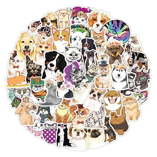 Cute Cat & Dog Sticker Pack - 100 Waterproof Pet Lover Stickers