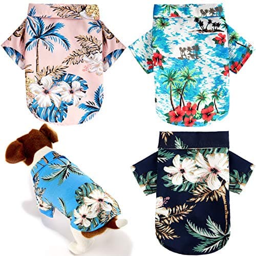 Hawaiian Dog Shirts 4-Pack - Breathable Summer Apparel for Pets
