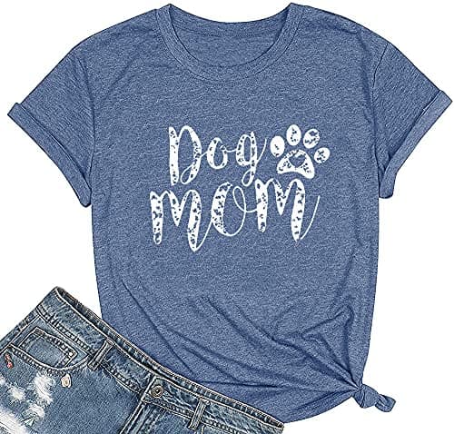 Dog Mom Paw Print Tee - Soft Cotton Blend Graphic Shirt