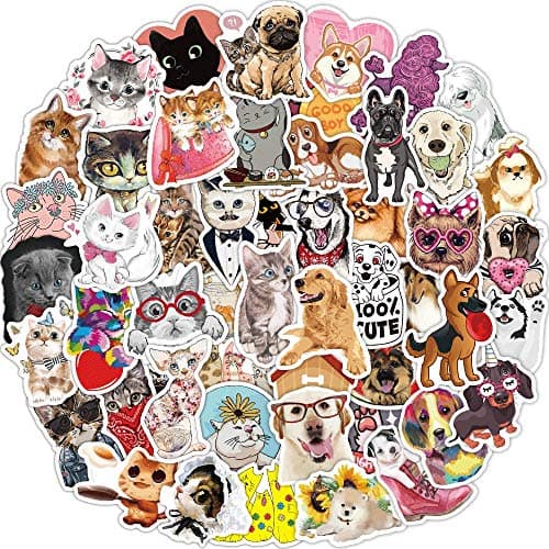 160-Piece Waterproof Pet Sticker Pack - Cat & Dog Designs